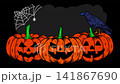 Halloween Pumpkins with Crow Spider Web and Spider Spooky 4K Animation 141867690