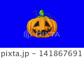Halloween Pumpkin Crow Crystal Ball and Skull Blue Screen Animation 4K 141867691