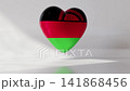 A heart shape appears featuring the colors of the Malawi flag. The design is animated to show smooth movements and reflections as it displays the national colors 141868456