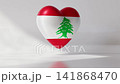 A 3D animated heart features the Lebanon flag. The heart shows the red and white stripes and the green cedar tree symbol. The animation highlights Lebanon's national pride and identity 141868470