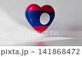 A heart shape that has the flag of Laos on its surface. The heart rotates slowly, giving a clear view of its colors and design. The background is light and simple 141868472