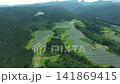 群馬県高崎市・相間川温泉周辺メガソーラーと山並みの空撮映像 141869415