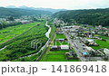 群馬県高崎市・倉渕の山間集落と川の俯瞰空撮 141869418