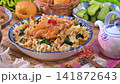dried noodles with roasted chicken and green sichnan peppercon sauce 141872643
