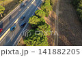 Aerial Drone View of Holiday Return Traffic on the Road in Santa Cristina  Costa Brava, Spain 141882205