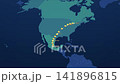 North America Truck Convoy Trade Route on Corporate Map, Mexico City Dallas Chicago Toronto Animated Motion Graphics Seamless Loop, 4K 141896815