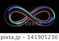Glowing infinity symbol neon abstract animation on black background seamless loop 141905230