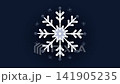 Stylized snowflake rotating on dark blue background, abstract winter background animation, seamless loop 141905235
