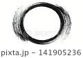 Hand drawn black ink circular border frame with copy space for text overlay, seamless loop stop motion animation 141905236