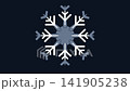 Stylized snowflake icon rotating on dark background, abstract digital animation, seamless loop 141905238