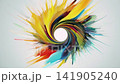 Abstract colorful paint swirl spiral on white background, digital stop motion animation seamless loop 141905240