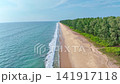 Beautiful sea summer landscape, Waves sea water surface High quality video Bird's eye view, Drone top view waves crashing on sand beach,Nature ocean sea beach background 141917118