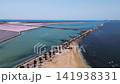 Aerial shot pink salt flats and promenade view 141938331