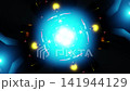 Cyan kaleidoscopic light core with red sparks and mirrored tunnel symmetry 141944129