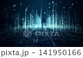 Abstract Network Cityscape with Connected Data and Communication Icons 141950166