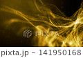 Golden particle waves, Abstract sparkles and dust swirls on dark background,  141950168