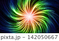 Horizontal neon spiral burst with rainbow trails, seamless loop 142050667
