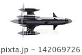 Drone interceptor in flight on white background - 3D repeatable animation 142069726