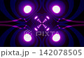 four-fold symmetrical geometric pattern blue and purple neon lights vj loop 142078505