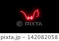 Glowing Red Neon Bat Halloween Animation on Black Background 4K 142082058