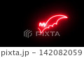 Glowing Red Neon Bat Halloween Animation on Black Background 4K 142082059