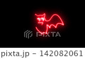 Glowing Red Neon Bat Halloween Animation on Black Background 4K 142082061