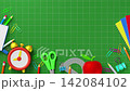 Playful school stationery and 3D greeting text animation. 142084102