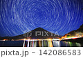 The trails of stars in the northern sky and the autumn leaves of Oku-Nikko. 142086583