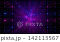 Futuristic seamless loop animation of moving through a geometric matrix of blue and purple spheres 3d render, neon synthwave infinite zoom grid backdrop with glow flashes 142113567