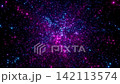 Elegant animation of moving slowly through dense nebula of random pink and blue bokeh particles 3d render, premium abstract cosmic lounge backdrop 142113574