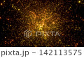 Luxury animation of moving slowly through dense golden nebula of random sparkling particles 3d render, premium abstract amber champagne stardust background 142113575