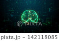 Neural Network Brain Concept in Digital Space, Digital representation of a human brain as a neural network, illustrating concepts of artificial intelligence and cognitive computing. 142118085