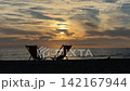 Empty Beach Chairs Facing Sea Sunset 142167944