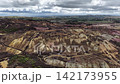 Aerial view of colorful parys mountain landscape in wales 142173955
