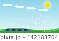 Renewable Energy Landscape with Solar Panels and Wind Turbines 142183704