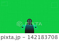Robot Avatar Interface Animation on Digital Green Background 142183708