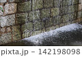 Water Flowing Down Textured Natural Stone Wall Feature 142198098