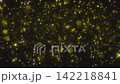 Luxurious yellow gold particle dust rising with warm bokeh glow for festive video overlays and backdrops. 142218841