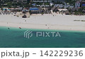 Aerial shot on Zanzibar, beautiful resort,turquoise indian ocean and people walking on the Kendwa beach, Zanzibar ,Tanzania 142229236