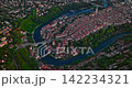 Aerial view over the city of Bern the capital city of Switzerland the historic district from above. Bern old town. The historic buildings in the city center 142234321
