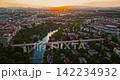 Aerial view over the city of Bern the capital city of Switzerland the historic district from above. Bern old town. The historic buildings in the city center 142234932