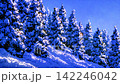 Scenic pixelated winter mountain forest covered in deep white snow under clear blue sky. Nature background animation. 142246042