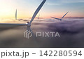 風力発電と風力発電所の空撮 雲海と自然の美しい風景エネルギー 142280594