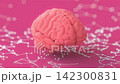 Pink Brain on connection simulation. Minimal concept design. Animation seamless loop, 3D Render. 142300831