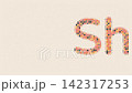 Share scrolling dotted text on beige background animation 142317253