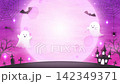 Cute Halloween ghosts and a pastel background animation of a full moon 142349371