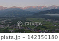 A beautiful summer morning in Hakuba, Nagano Prefecture (aerial photography by drone) 142350180