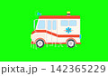 Cartoon ambulance truck. Cute footage of emergency car in flat style. Doodle medical loop concept. 4k Animation with green screen - chroma key 142365229