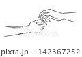 Sketch of two human hands reaching towards each other in close-up. Black ink graphic elements. Hand drawn footage. Outline concept. Monochrome clip-art. Cartoon animation close up 142367252