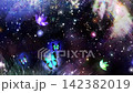 ゲーム背景　星空と銀河の蝶の幻想的風景 142382019